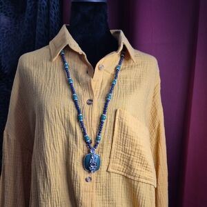 Lia Sophia Dark Purple and Green Necklace With Rhinestone Accents